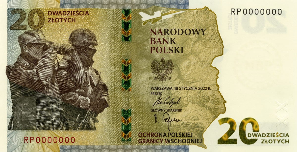 20 zł Ochrona polskiej granicy wschodniej 2022